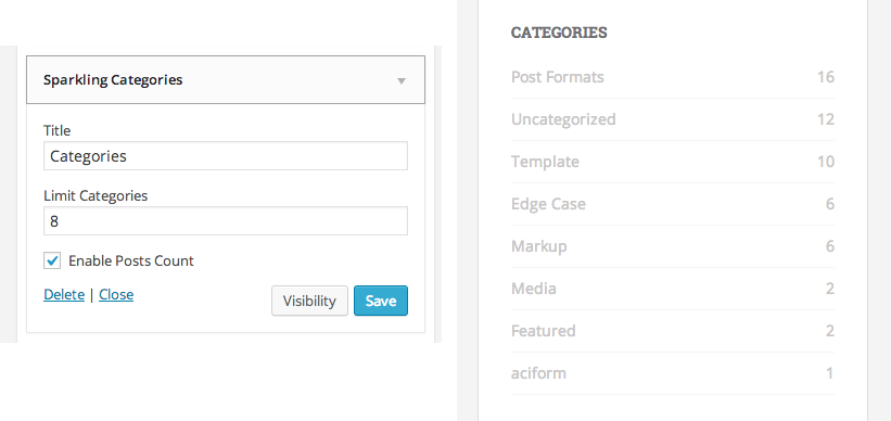 Sparkling categories preview in backend and frontend