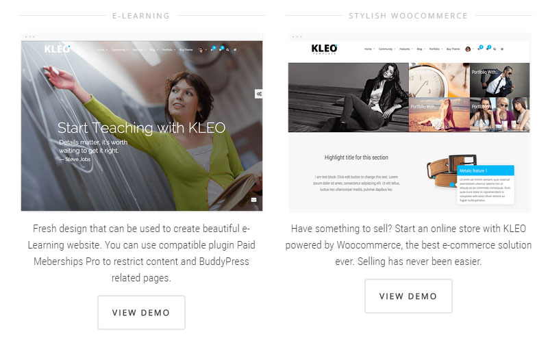 Kleo Home Page Examples