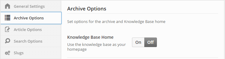 Knowledge Base Home Page Settings