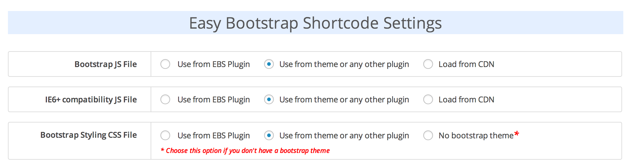 Easy Bootstrap Plugin configuration