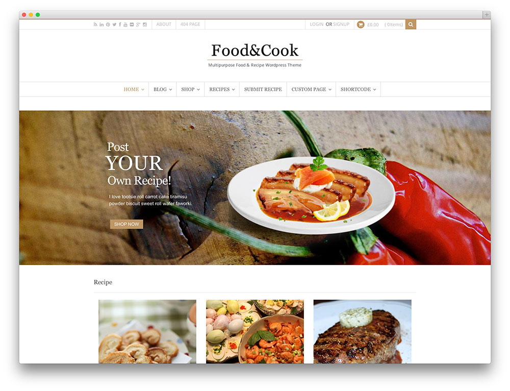 food and cook recipe sharing theme