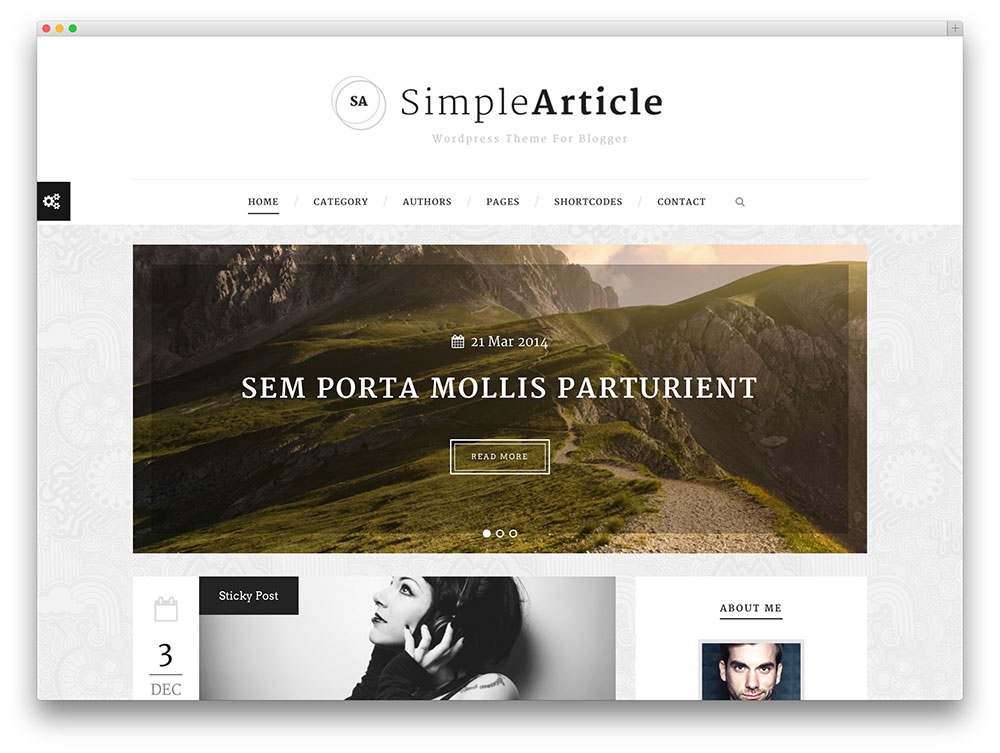 simplearticle blogging theme